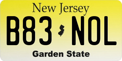 NJ license plate B83NOL