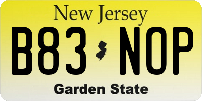 NJ license plate B83NOP