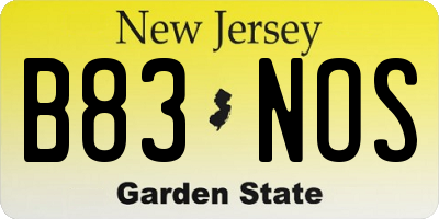 NJ license plate B83NOS
