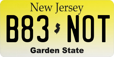 NJ license plate B83NOT