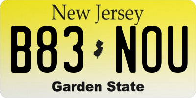 NJ license plate B83NOU