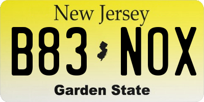 NJ license plate B83NOX