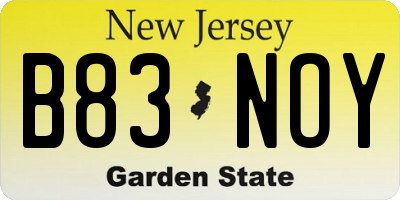 NJ license plate B83NOY