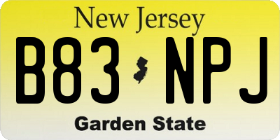 NJ license plate B83NPJ