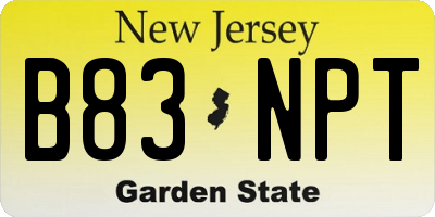 NJ license plate B83NPT