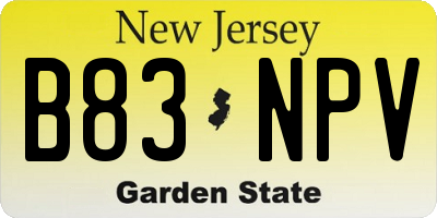NJ license plate B83NPV