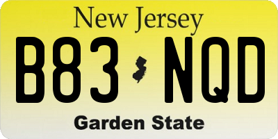 NJ license plate B83NQD