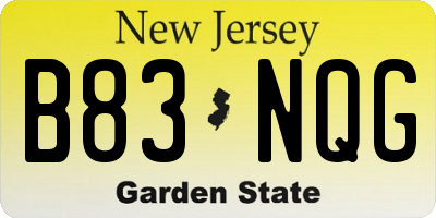 NJ license plate B83NQG