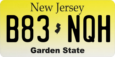 NJ license plate B83NQH