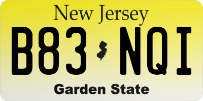 NJ license plate B83NQI