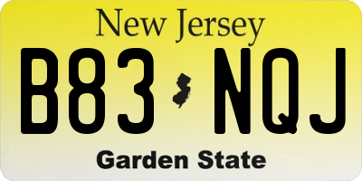 NJ license plate B83NQJ