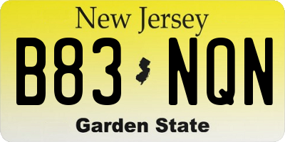 NJ license plate B83NQN
