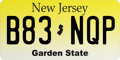 NJ license plate B83NQP