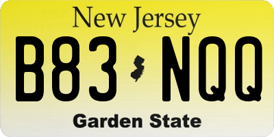 NJ license plate B83NQQ