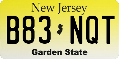 NJ license plate B83NQT