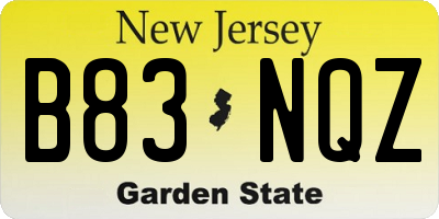 NJ license plate B83NQZ