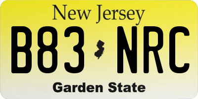 NJ license plate B83NRC