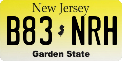 NJ license plate B83NRH