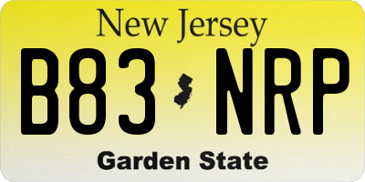 NJ license plate B83NRP