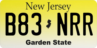 NJ license plate B83NRR