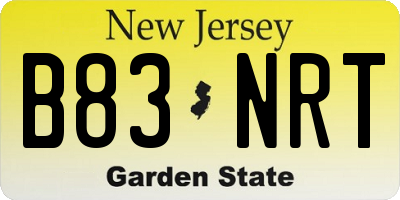 NJ license plate B83NRT