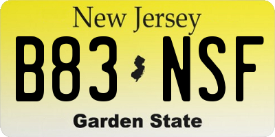 NJ license plate B83NSF