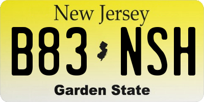 NJ license plate B83NSH