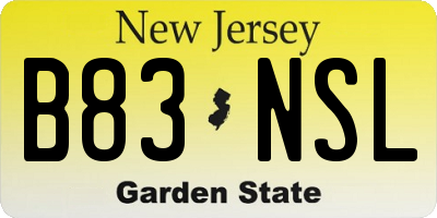 NJ license plate B83NSL