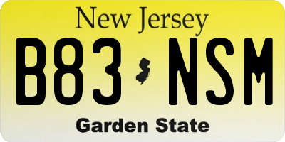NJ license plate B83NSM