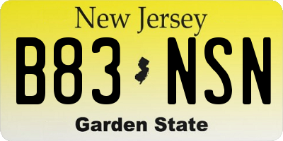 NJ license plate B83NSN