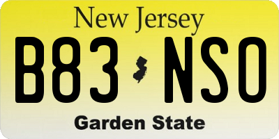 NJ license plate B83NSO