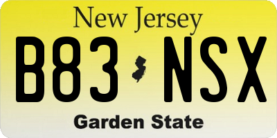 NJ license plate B83NSX