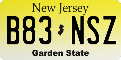 NJ license plate B83NSZ