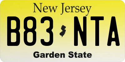 NJ license plate B83NTA