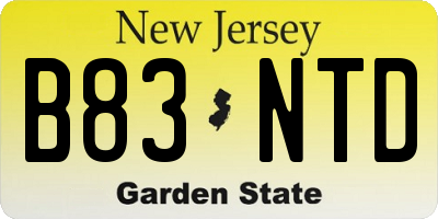 NJ license plate B83NTD