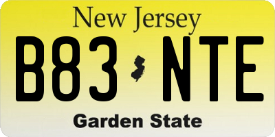 NJ license plate B83NTE