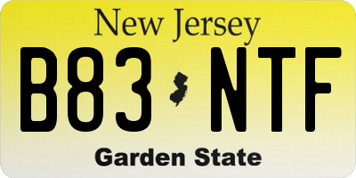 NJ license plate B83NTF