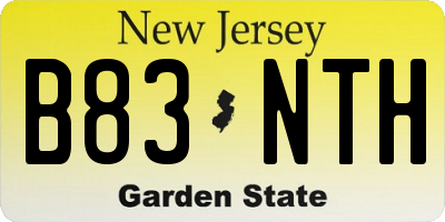 NJ license plate B83NTH