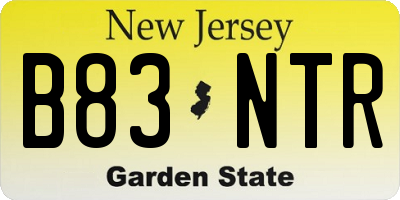 NJ license plate B83NTR