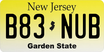 NJ license plate B83NUB