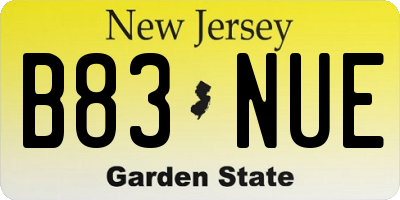 NJ license plate B83NUE
