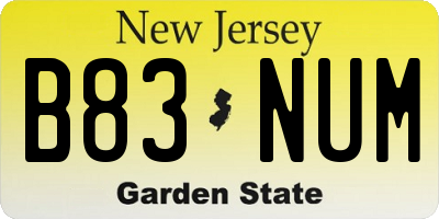 NJ license plate B83NUM