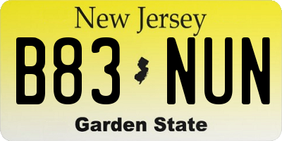 NJ license plate B83NUN