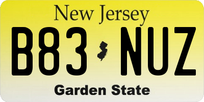 NJ license plate B83NUZ