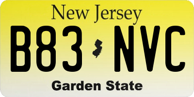 NJ license plate B83NVC