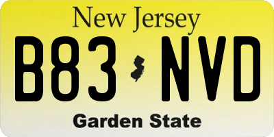 NJ license plate B83NVD