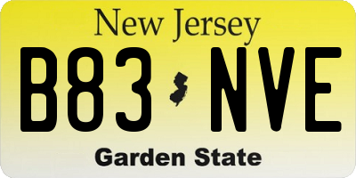 NJ license plate B83NVE