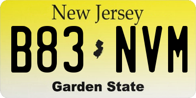 NJ license plate B83NVM