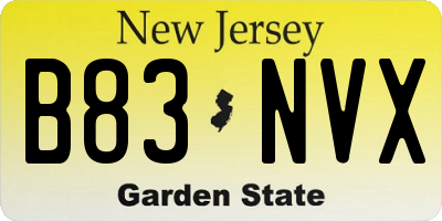NJ license plate B83NVX