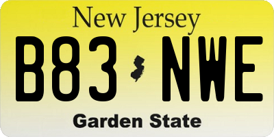 NJ license plate B83NWE